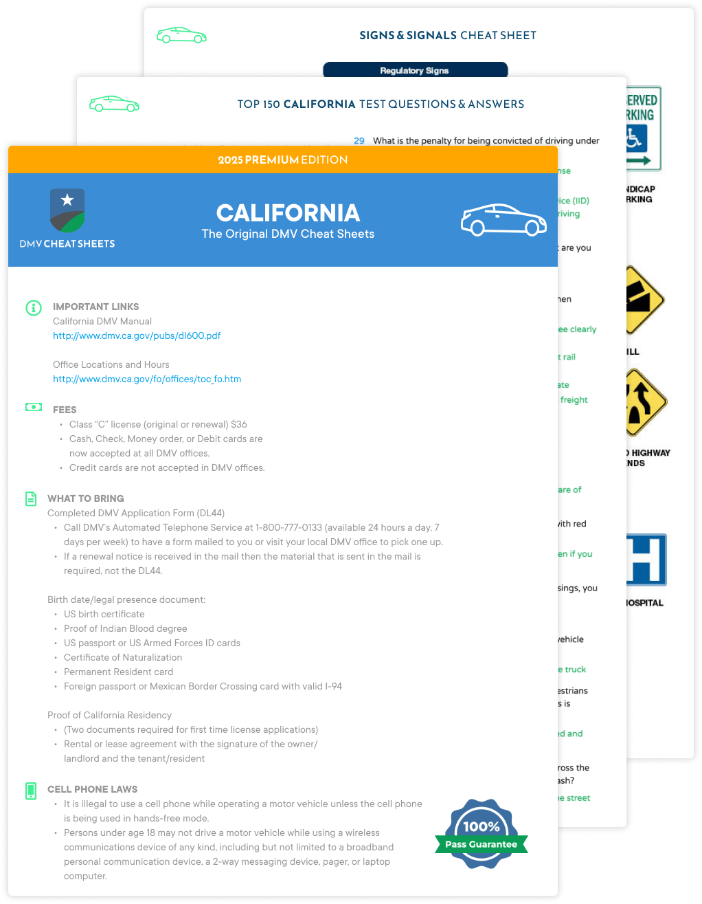 California DMV Cheat Sheet