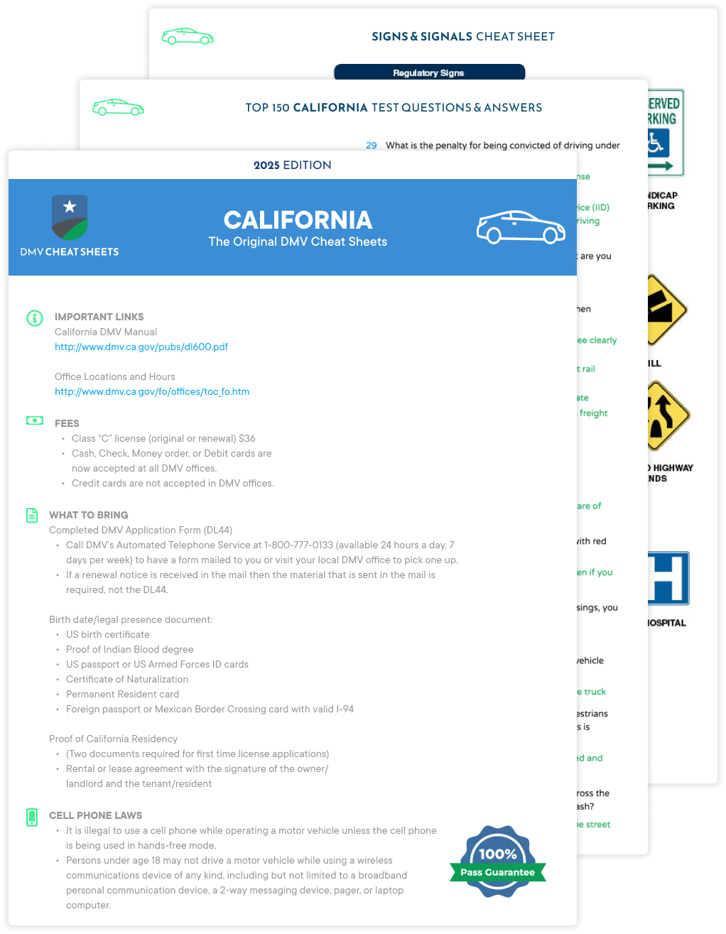 California DMV Cheat Sheet