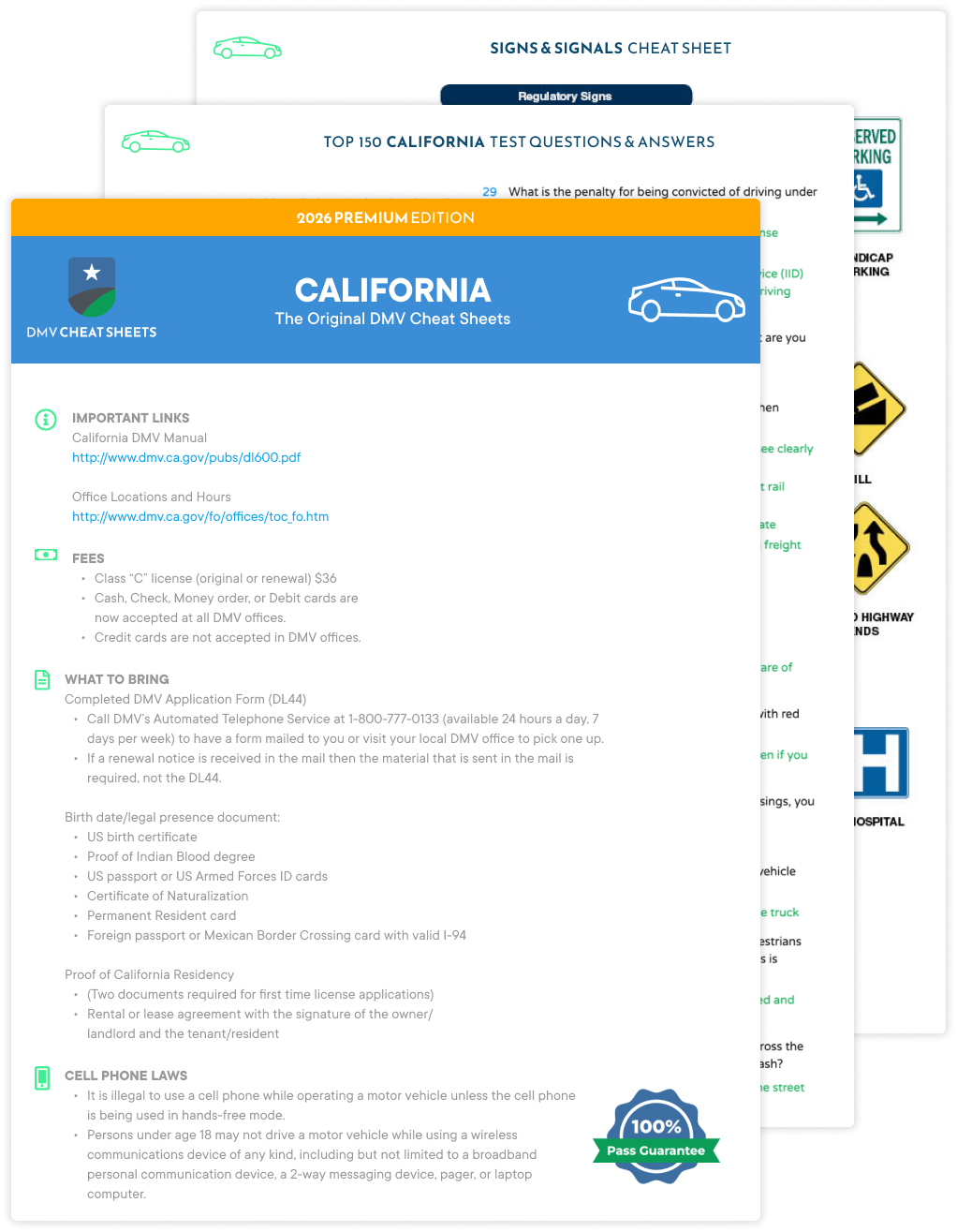 California DMV Cheat Sheet