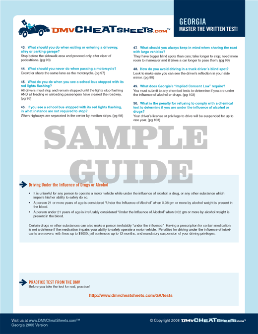 DMV Cheat Sheet Sample