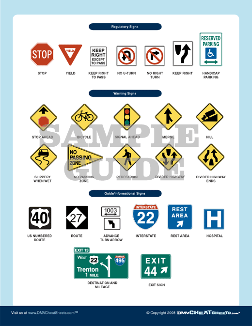 DMV Cheat Sheet Sample
