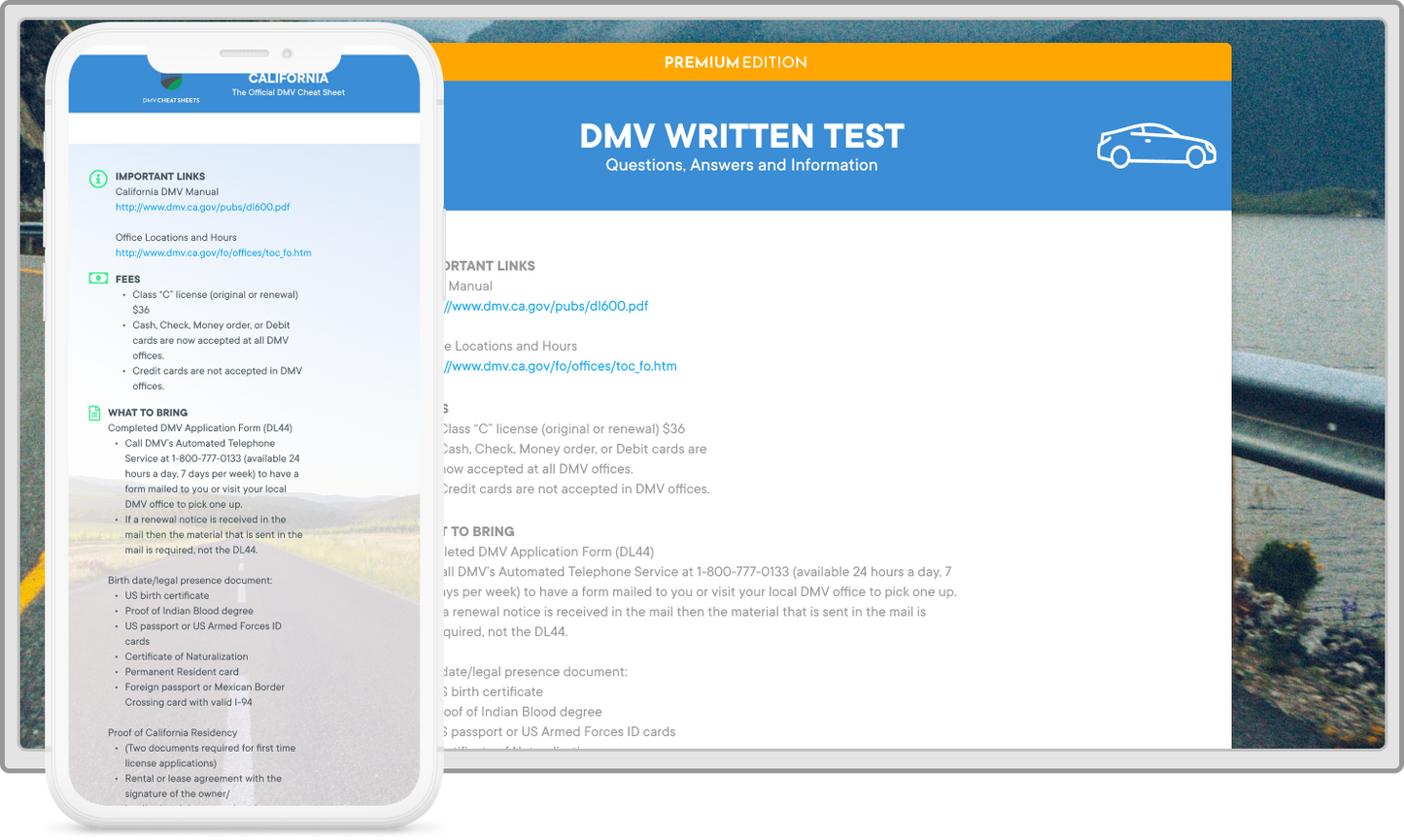California Learner's Permit Cheat Sheet