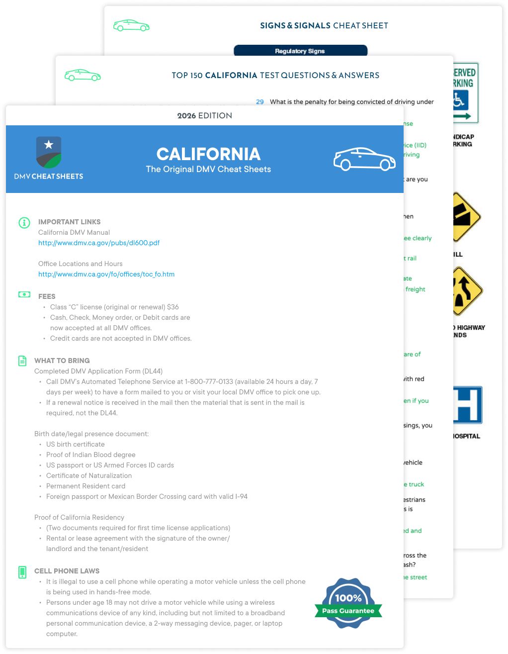 California DMV Cheat Sheet