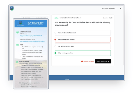 Georgia Learner's Permit Test - Georgia DMV Cheat Sheet & Online Practice Test Bundle