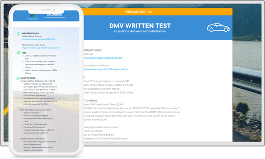 California Learner's Permit  Cheat Sheet