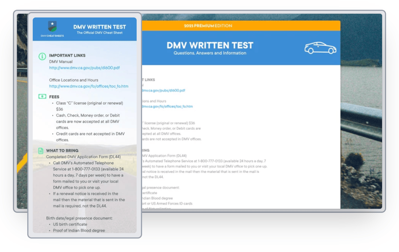 North Carolina DMV Cheat Sheet